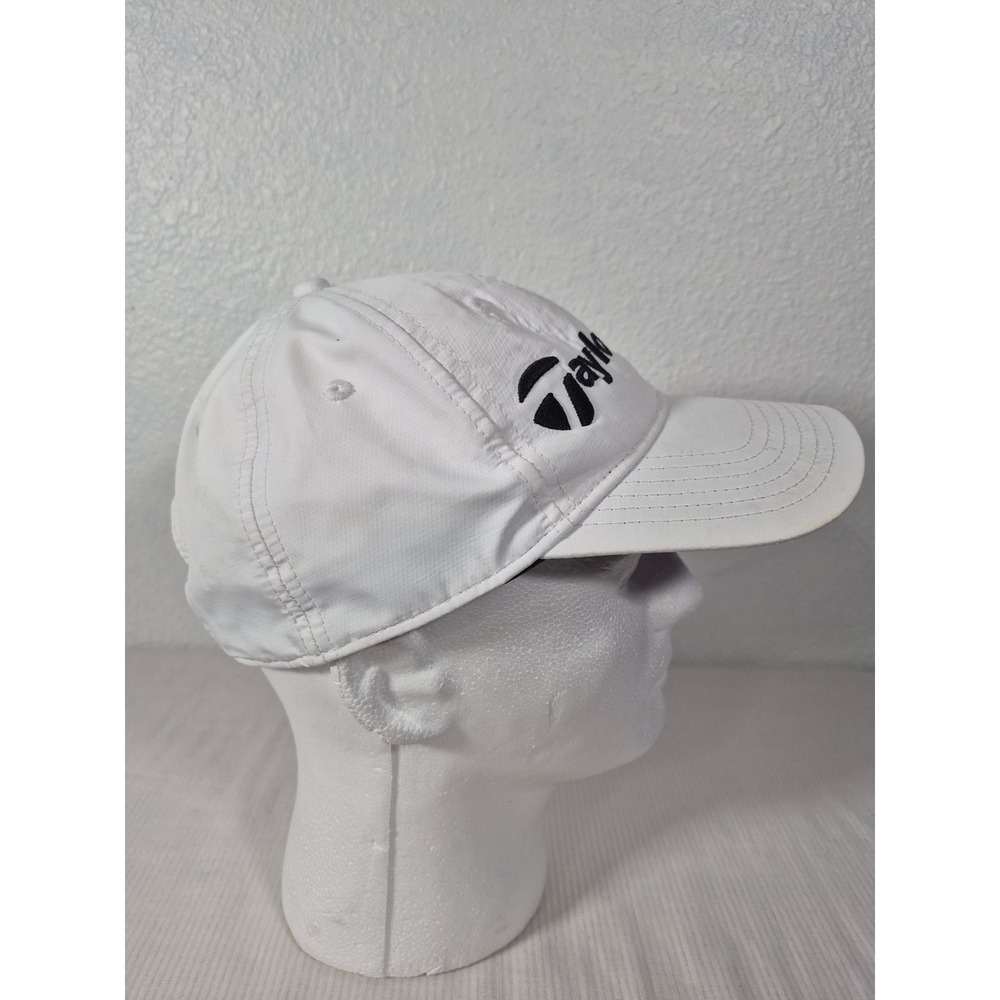 TaylorMade Golf Performance Adjustable Hat White Black Logo Mens Baseball Cap - Picture 2 of 9